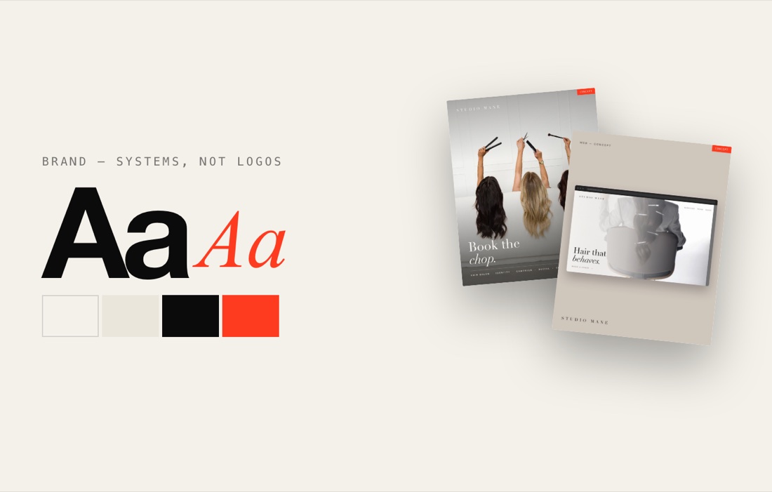 Brand systems — type, colour and applied identity