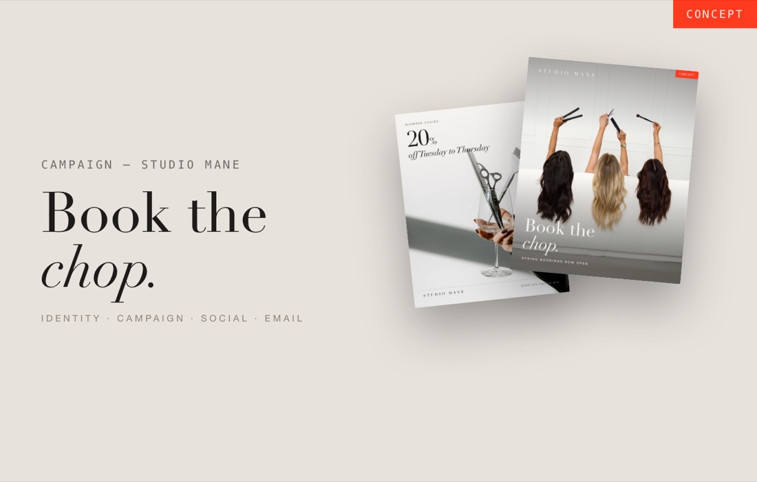 Studio Mane — Book the Chop campaign concept
