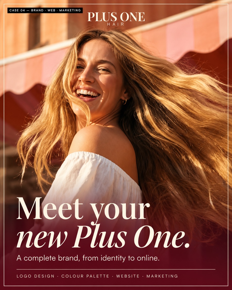 Plus One Hair — brand identity, website and marketing
